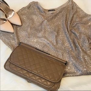 Rampage Sequence Gold Sheer Top